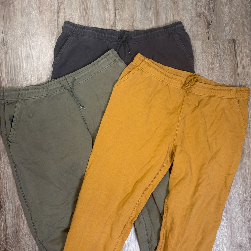 Lot of 3 J Crew French Terry Sweatpants XXL Jogger 100% Cotton Gray Green